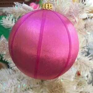 Large Pink Fabric Christmas Ornament-Vintage- Pre-Loved- Glamorous Holiday Ball
